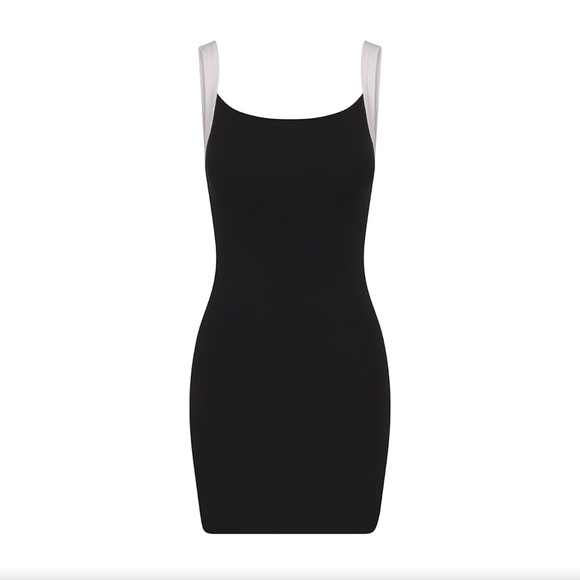 ANEMOS SQUARE NECK MINI TANK DRESS BLACK WHITE CONTRAST STRAP $245 NWT S